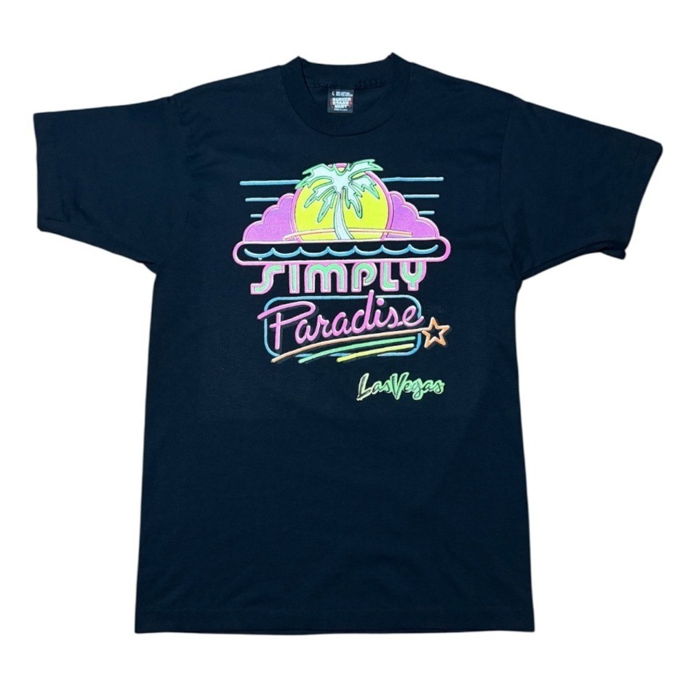Vintage 80s Las Vegas Palm Simply Paradise Casino Souvenir Art Graphic T-Shirt
